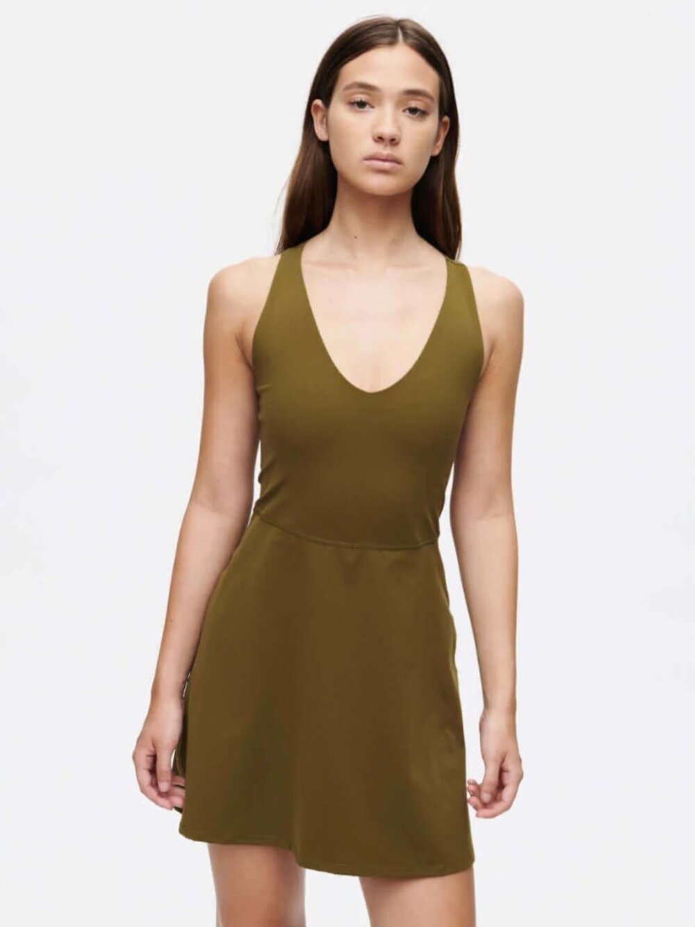 Outdoor Voices Volley Athletic Dress Large Green Dark Olive Athleisure Exercise
